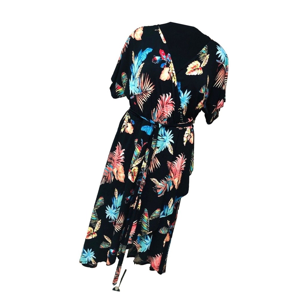 Gibson Latimer Surplice Midi Dress Colorful Knit Floral Hi Lo Wrap USA Womens 2X